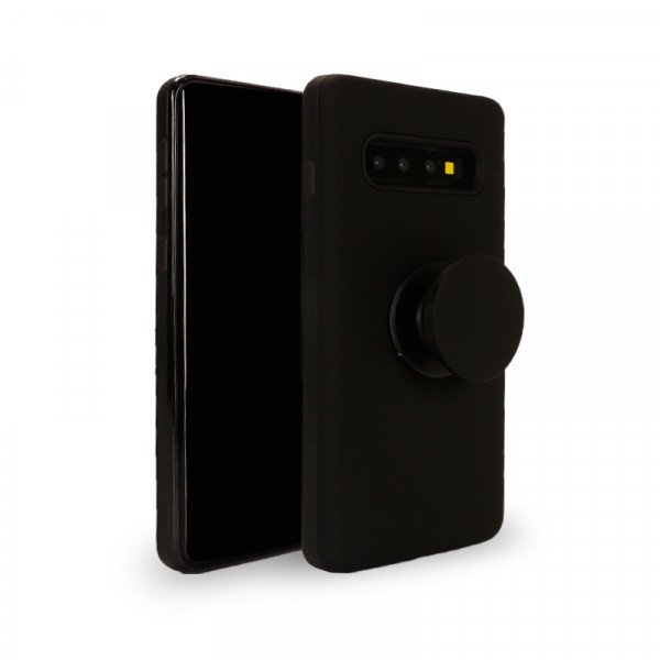 Wholesale Galaxy S10 Pop Up Grip Stand Hybrid Case (Black)
